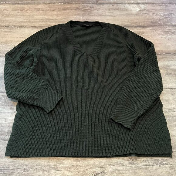 Athleta Switchback Wool-Blend Sweater, Green (Black Olive), Oversized, Small - Picture 3 of 9